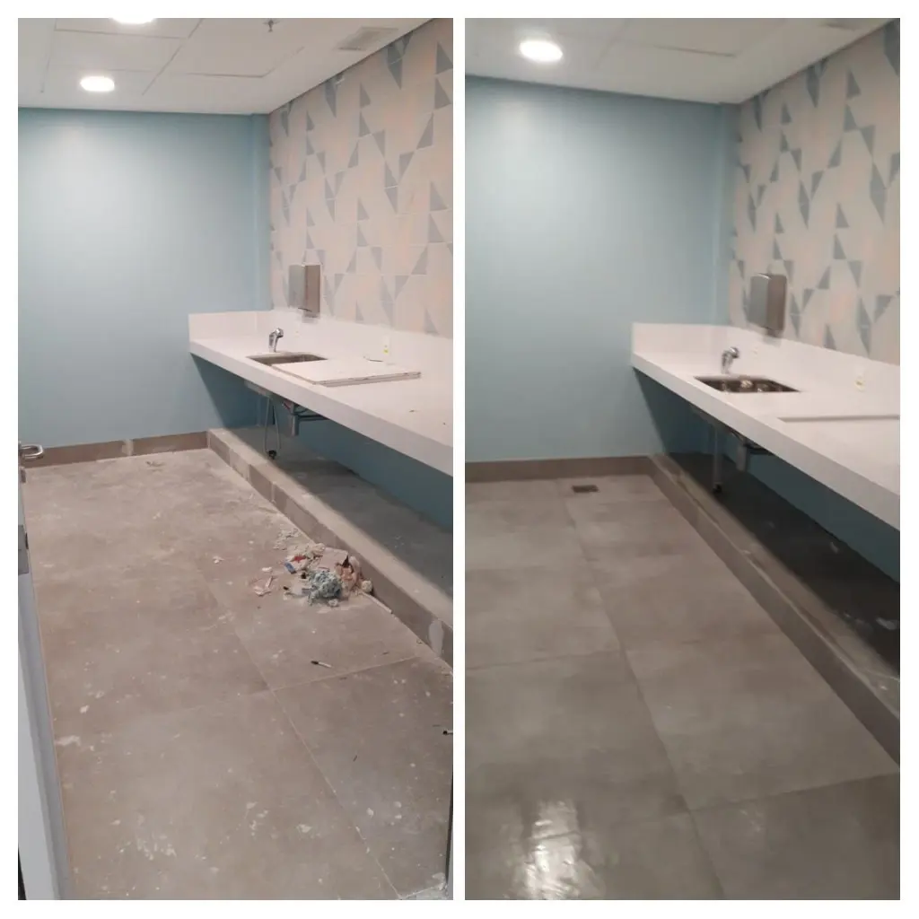 Limpeza pós-obra de banheiro em Criciúma - antes e depois